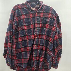 McGregor's Classic Plaid Red Blue Button Down Shirt Flannel Long Sleeved L